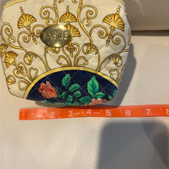 Basile Silk Cream Gold Blue Quilted Women's Mini Bag - Picture 7 of 10